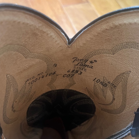 Tony Lama Black and Gray Cowboy Boots - Picture 3 of 5